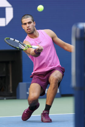 Carlos Alcaraz in action during a men's singles match at the 2025 US Open on Sunday, Aug. 31, 2025 in Flushing, NY. (Simon Bruty/USTA)